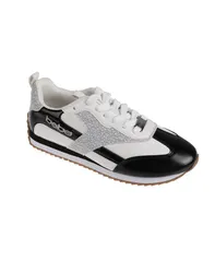ベベ レディース シューズ スニーカー Womensneaker with Lurex Upper and bebe Rhinestone Hardware Whiteblack ホワイトのサムネイル