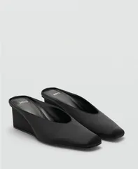 マンゴ レディース シューズ サンダル MANGO Womensquare Toe Wedge Shoes Black ブラックのサムネイル