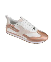 ベベ レディース シューズ スニーカー Womensneaker with Lurex Upper and bebe Rhinestone Hardware Rose gold ゴールドのサムネイル