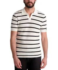 カール ラガーフェルド メンズ アウター ニット・セーター ポロシャツ 半袖 KARLAGERFELD PARIS MenshortSleeve RegularFit Polo Sweater Whiのサムネイル