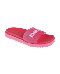 ベベ レディース シューズ サンダル ロゴ Bebe Womensandal with Translucent Upper and Rubber Logo Patch Fuchsia multi フュのサムネイル
