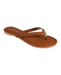 ベベ レディース シューズ サンダル Bebe Womens Fashion Sandal with Double B Dangle Charm Tan タンのサムネイル