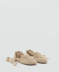 マンゴ レディース シューズ サンダル レース MANGO Womens Crochet LaceUp Sandals Beige ベージュのサムネイル