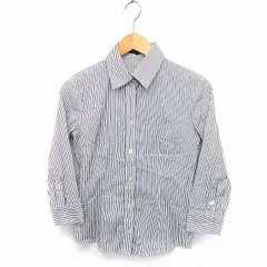 ルスーク Le souk ストライプ柄 スリム シャツ ブラウス 七分袖 コットン 綿 36 ホワイト 白 グレー 灰 /FTのサムネイル