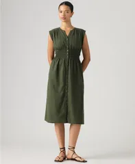 リーバイス レディース トップス ワンピース ミディ Levis Womens Beatrice ButtonFront Midi Dress Deep Depthのサムネイル