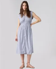 リーバイス レディース トップス ワンピース ミディ Levis Womens Beatrice ButtonFront Midi Dress Hadley Stripe D49349 ストライプのサムネイル