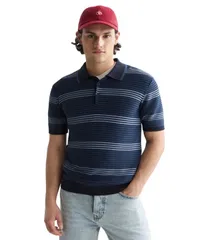 スコッチアンドソーダ メンズ トップス ポロシャツ コットン ニット SCOTCH SODA Mens Knitted RegularFit Cotton Polo Shirt Ensign Blueのサムネイル