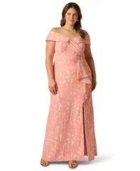 アドリアナ パペル レディース トップス ワンピース フラワー柄 プラスサイズ フラワー Adrianna Papell Plusize OffTheShoulder Floral Jacquard