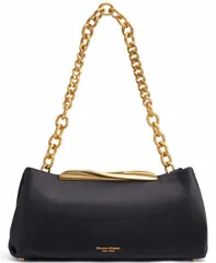 ダナ キャラン ニューヨーク レディース バッグ サテン Donna Karanew York Poplin Satin Medium Clutch Shoulder Bag BlackGold ブラのサムネイル