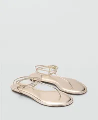 マンゴ レディース シューズ サンダル トール MANGO Womens Metallic Strapsandals Gold ゴールドのサムネイル