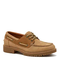 ランズエンド レディース シューズ パンプス レース レザー Lands End Womenseaport Leather Lace Up Boat Shoes Taupe トープのサムネイル