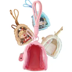 ふわもこクリアポーチ ストラップ付き ぬいぽーち収納にも便利 可愛いキャラクターケース 推しぬい 黄色 CLAFTLAB SAIL (ピンク)のサムネイル