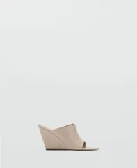 マンゴ レディース シューズ サンダル レザー ヒール MANGO Womens Leather WedgeHeel Sandals Gray グレーのサムネイル