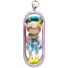 YUYAKESHI ケース バッグ 痛バック クリア ぬいポーチ ob11用 透明 見せバッグ 外出 人形入れ PVC 15.5cm高 ぬいば キーホルダー付（ピンク）のサムネイル