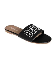 ベベ レディース シューズ サンダル ロゴ Bebe Womenstylish and Comfortable Fashion Sandal with Rubber Logo Black ブラックのサムネイル