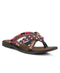 アズーラ レディース シューズ サンダル Azura Womenspring Step Triage Flat Sandal Black multi ブラックのサムネイル