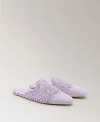 マンゴ レディース シューズ サンダル MANGO Womens Crochet Mule Slippers Lilac ライラックのサムネイル