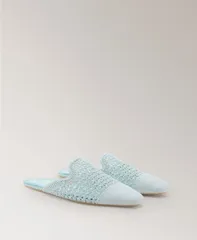 マンゴ レディース シューズ サンダル MANGO Womens Crochet Mule Slippers Blue ブルーのサムネイル