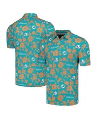 レインスプーナー メンズ トップス ポロシャツ Reyn Spooner Mens Aqua Miami Dolphins Pua Performance Polo Shirt Aqua アクアのサムネイル