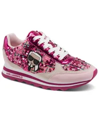 カール ラガーフェルド レディース シューズ スニーカー レース KARLAGERFELD PARIS Womens Meade LaceUp Sneakers Pink Sequin ピンクのサムネイル