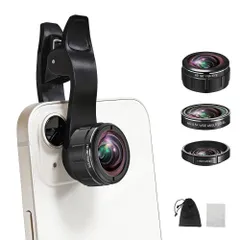 3In1スマホカメラレンズセット 小型 広角レンズ マクロレンズ 魚眼レンズ 接写レンズ 超軽量 クリップ式 外付けレンズ 広範囲撮影 スマートフォン用 多機種対応 運動会/野鳥観察/ライブ/自撮り ブラックのサムネイル