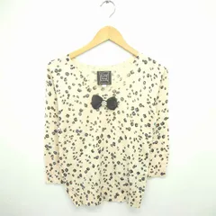 シンシアローリー CYNTHIA ROWLEY ニット セーター Vネック 総柄 リボン ウール混 長袖 2 薄茶 ベージュ /TT12のサムネイル
