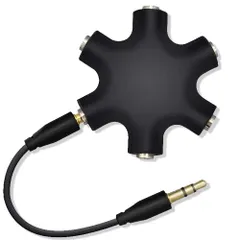 Tosenk 3.5mm ステレオイヤホンプラグ (オス-オス) マルチイヤホンスプリッターイヤホン分配/分岐 5出力6端子メス接続器 コネクケーブル (ブラック) for スマートフォン・タブレットのサムネイル