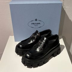 極美品】プラダ ローファー モノリス 三角ロゴ パテントレザー 厚底 38