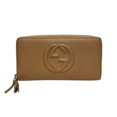 GUCCI ソーホー ラウンドファスナー 長財布 ベージュ タッセル シボ革