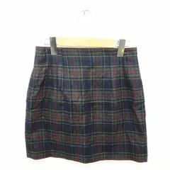 フレンチコネクション FRENCH CONNECTION スカート 台形 ミニ チェック 厚手 ウール バックジップ 8 ネイビー グリーン 紺 緑 /TT29のサムネイル