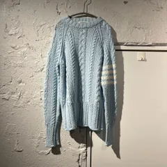 THOM BROWNE トムブラウン Cable Knit Sweater  コットンニット FKA255A-00219450 ライトブルー size:44【表参道B05】のサムネイル
