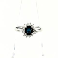 1942 ブルーサファイアダイヤリングK18WGホワイトゴールド8号0.41ct 