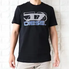 【並行輸入品】ディーゼル Tシャツ メンズ ブラック ホワイト DIESEL オーバルDロゴ T-DIEGOR-K74 ロゴT A12502 0GRAI