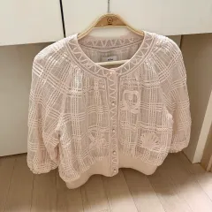 21年 The HANDSOME O'2nd オッズセカンド チェック アウター ピンク シースルー 刺繍 ブルゾン 7分 8分 フリル