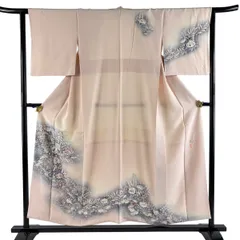 訪問着 身丈152cm 裄丈62cm S 袷 翠山工房 落款 辻が花 ぼかし 薄ピンク 正絹 名品 【中古】のサムネイル