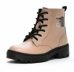 【SALE】【moonstar】NM J119 BEIGE LACE BOOTS ベージュ ムーンスター ニーモ Ni-mo ショートブーツ 抗菌防臭 レースアップ 編み上げ 女の子 ＃足元キラかわメイク 子供靴 ジュニアのサムネイル