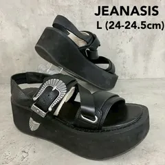 JEANASIS ジーナシス ウエスタン ベルト サンダル ブラック 厚底 プラットフォーム L 24cm 24.5cm シルバー バックル レディース カジュアル スタイルアップ モード おしゃれ 歩きやすい 夏 黒 靴 ★ ■◆のサムネイル