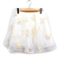 ハニーミーハニー HONEY MI HONEY タグ付き オーガンジー チュール スカート ミニ 花柄刺繍 F ホワイト 白 /FT43のサムネイル