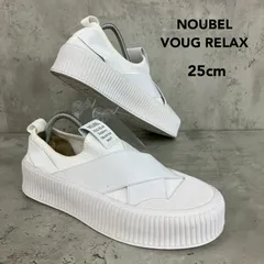 NOUBEL VOUG RELAX ヌーベルヴォーグリラックス 25.0cm ホワイト 厚底クロスバンドスリッポン スニーカー プラットフォーム シューズ ゴムバンド ストレッチ 楽ちん 婦人靴 靴 白 ★ ■■のサムネイル