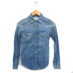 デニム&サプライ ラルフローレン DENIM & SUPPLY RALPH LAUREN 国内正規品 デニム ステンカラー シャツ ブラウス ウォッシュ加工 ダメージ加工 コットン 綿 長袖 XXS ライトブルー /NT34のサムネイル