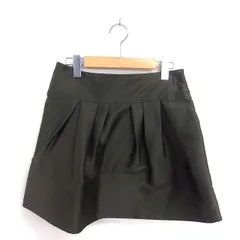 マックス&コー MAX&CO. 台形 タック スカート ミニ 光沢 サイドジップ 薄手 38 カーキ /TTのサムネイル