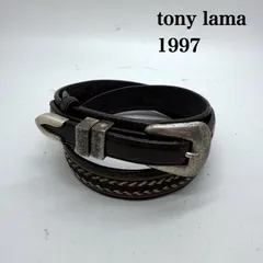 TONY LAMA 1997 90s vintage Western Leather belt w32 トニーラマ 定番 ウエスタンベルト レザーベルト 編み込み メタル レア オールド y2kのサムネイル
