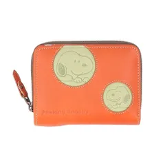☆ オレンジ ☆ PEANUTS Peeking DOT R二つ折 スヌーピー 財布 二つ折り SNOOPY 73529 レザー 本革 牛革 二つ折り財布 2つ折り財布 お財布 レディース ラウンドファスナー 大容量 小銭入れあり かわいい おしゃれのサムネイル