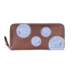 ☆ チョコ ☆ PEANUTS Peeking DOT R束入 スヌーピー 長財布 大人 SNOOPY 73536 財布 レザー 長サイフ ながさいふ ロングウォレット レディース 大容量 ラウンドファスナー かわいい おしゃれ 小銭入れあり 大きめ 女性のサムネイル