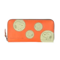 ☆ オレンジ ☆ PEANUTS Peeking DOT R束入 スヌーピー 長財布 大人 SNOOPY 73536 財布 レザー 長サイフ ながさいふ ロングウォレット レディース 大容量 ラウンドファスナー かわいい おしゃれ 小銭入れあり 大きめ 女性のサムネイル