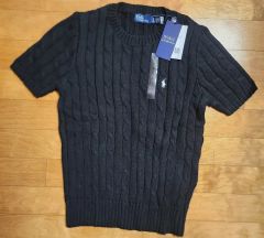 新品タグ付 ラルフローレン POLO半袖ケーブルニット S 黒 ブラック人気