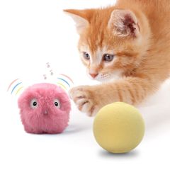 DLDER 고양이 장난감 고양이 공을 구르는 공, 동물의 목소리를위한 자연적인 솜털 애완 동물 공, 고양이 운동 부족을 완화, 스트레스를 완화하기위한 고양이 닙 공. (핑크, 노란색)