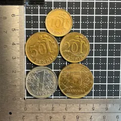 【古銭】フィンランド 旧マルッカ貨 5枚セット 1973〜1977年 10・20・50ペンニ 1・5マルッカ 北欧コイン 管理番号338のサムネイル