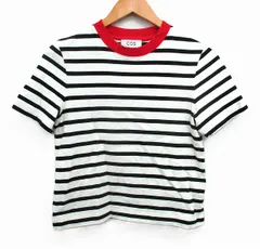 コス COS ボーダー Tシャツ カットソー 半袖 丸首 コットン 綿 XS ホワイト 白 ブラック 黒 /FT39のサムネイル