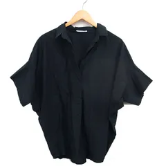 プラージュ Plage スキッパーカラー ワイド ブラウス コットン 綿 タック 七分袖 黒 ブラック /NT22のサムネイル
